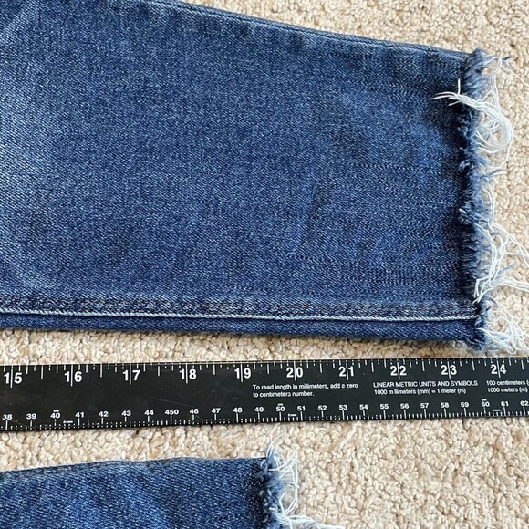 American Eagle Mom Jeans Denim Size 0 XL Button Fly Relaxed Fit Cropped Raw Hem - Picture 7 of 15